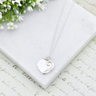 Hepburn and Hughes Mother of Pearl hanging heart pendant in sterling silver | June Birthday Gift