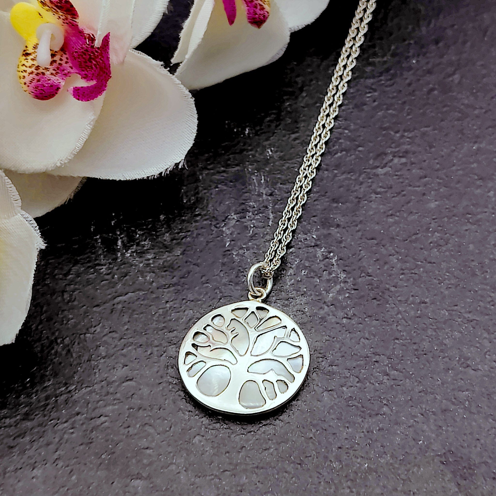 STERLING buy SILVER/MOTHER OF PEARL TREE OF LIFE PENDANT