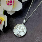 Hepburn and Hughes Mother of Pearl Pendant | 27mm Tree of Life Pendant | Sterling Silver