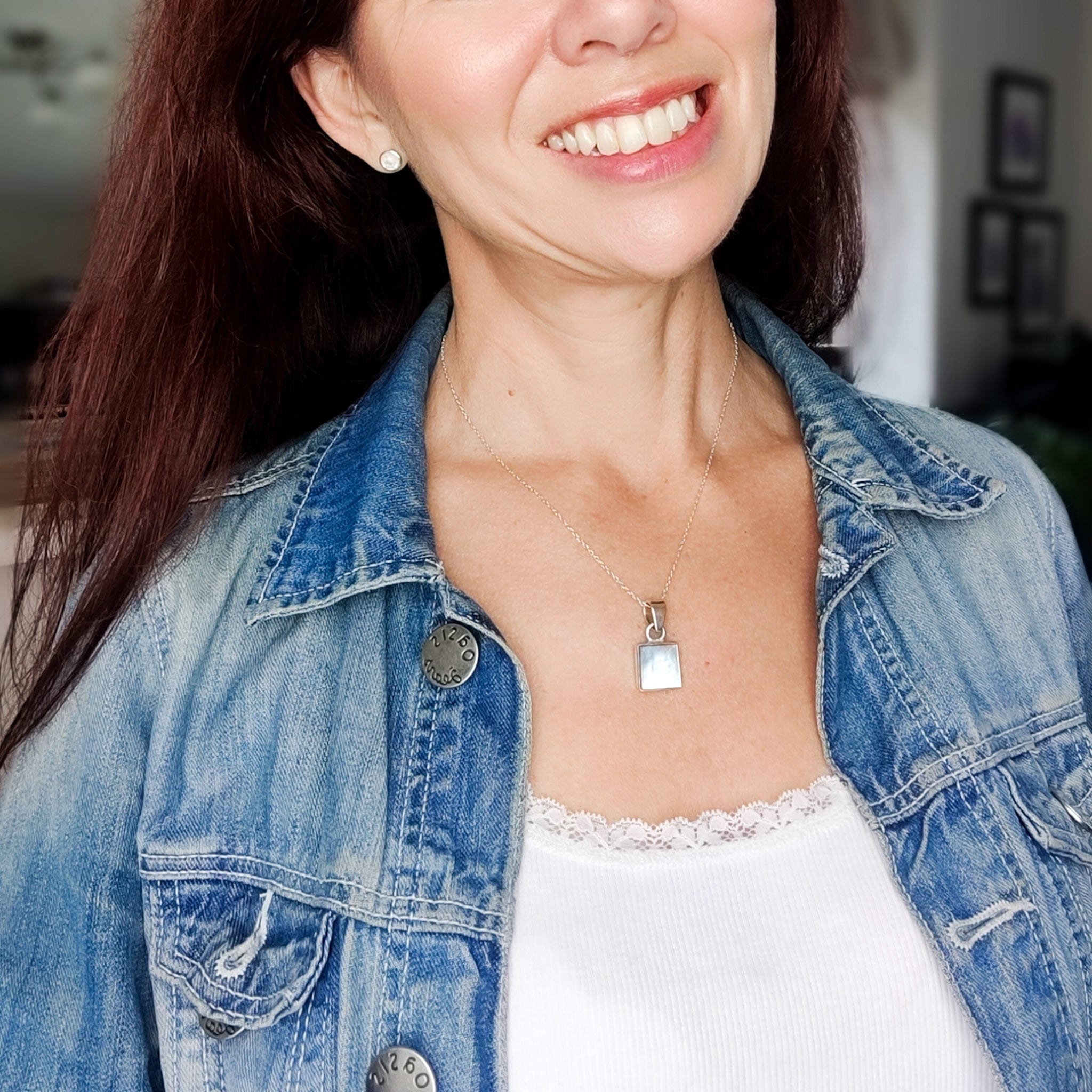 Hepburn and Hughes Mother of Pearl Pendant | June Birthday | Three Styles | Sterling Silver