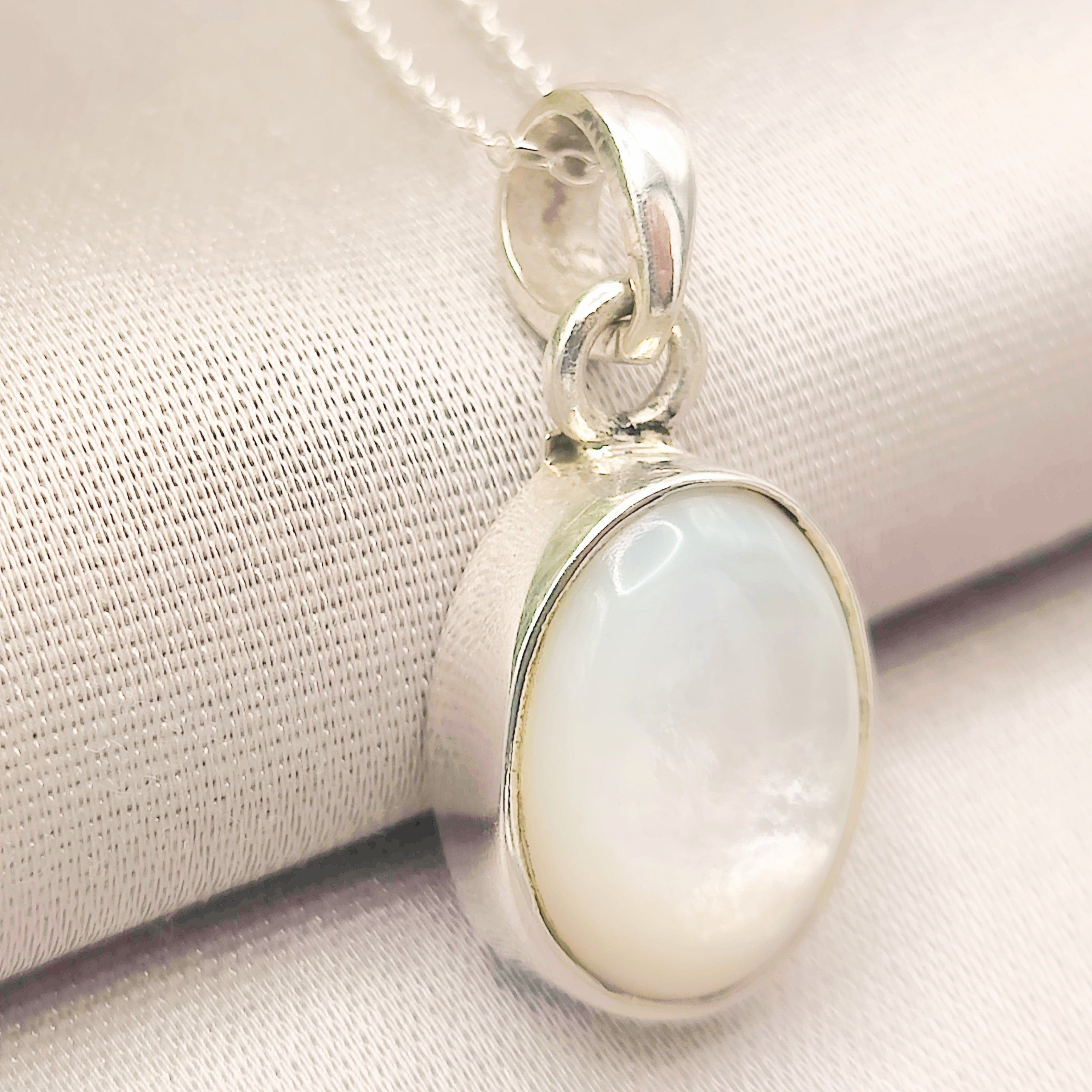 Hepburn and Hughes Mother of Pearl Pendant | Oval | Sterling Silver