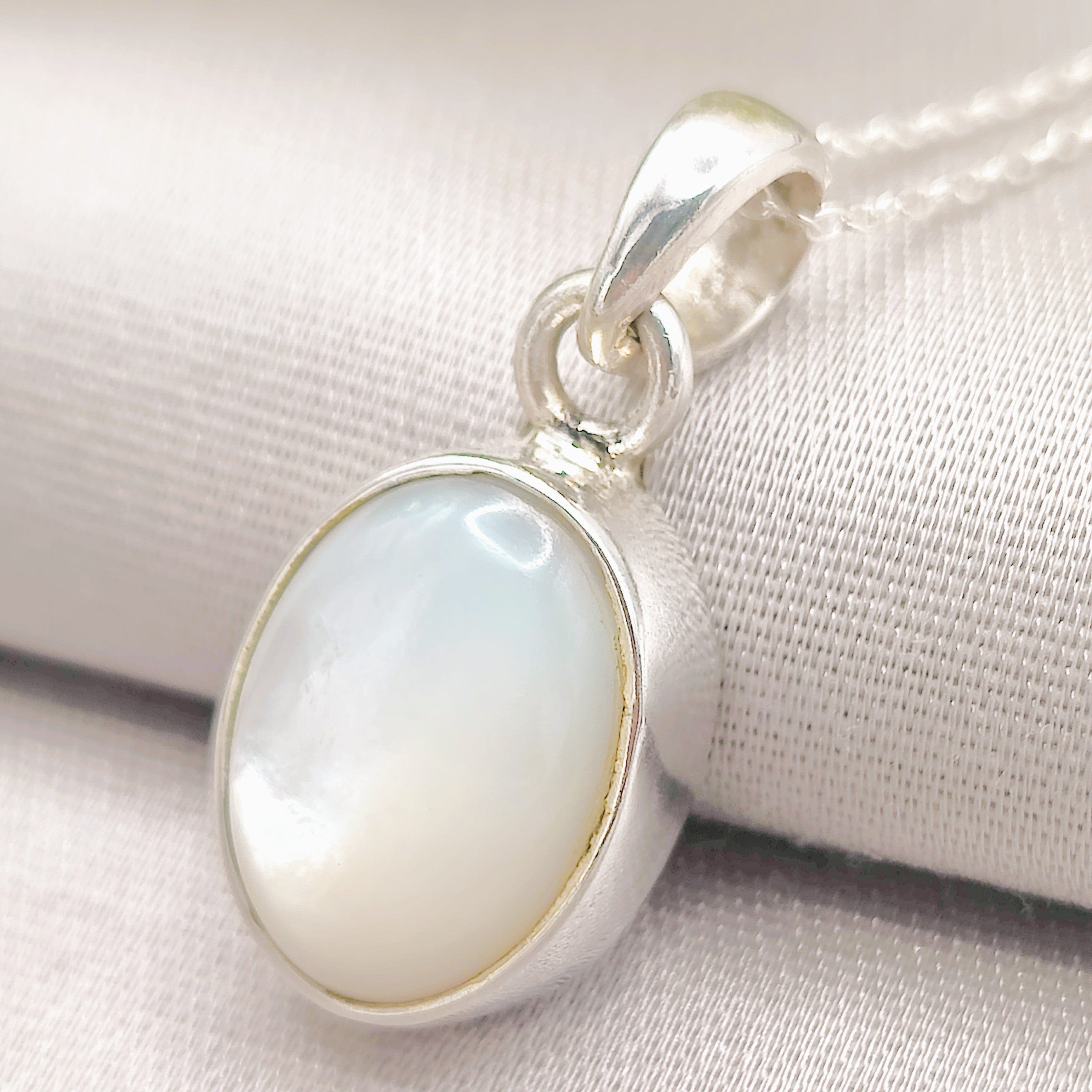 Hepburn and Hughes Mother of Pearl Pendant | Oval | Sterling Silver