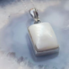 Hepburn and Hughes Mother of Pearl Pendant | Rectangle | June Birthday | Sterling Silver
