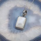 Hepburn and Hughes Mother of Pearl Pendant | Rectangle | June Birthday | Sterling Silver