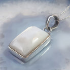 Hepburn and Hughes Mother of Pearl Pendant | Rectangle | June Birthday | Sterling Silver