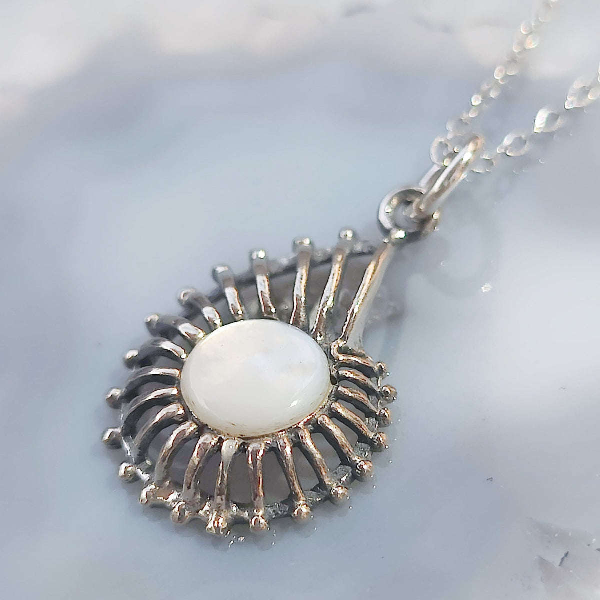 Hughes Shell Mother of Pearl Shell Pendant | June Birthday | Sterling Silver ...