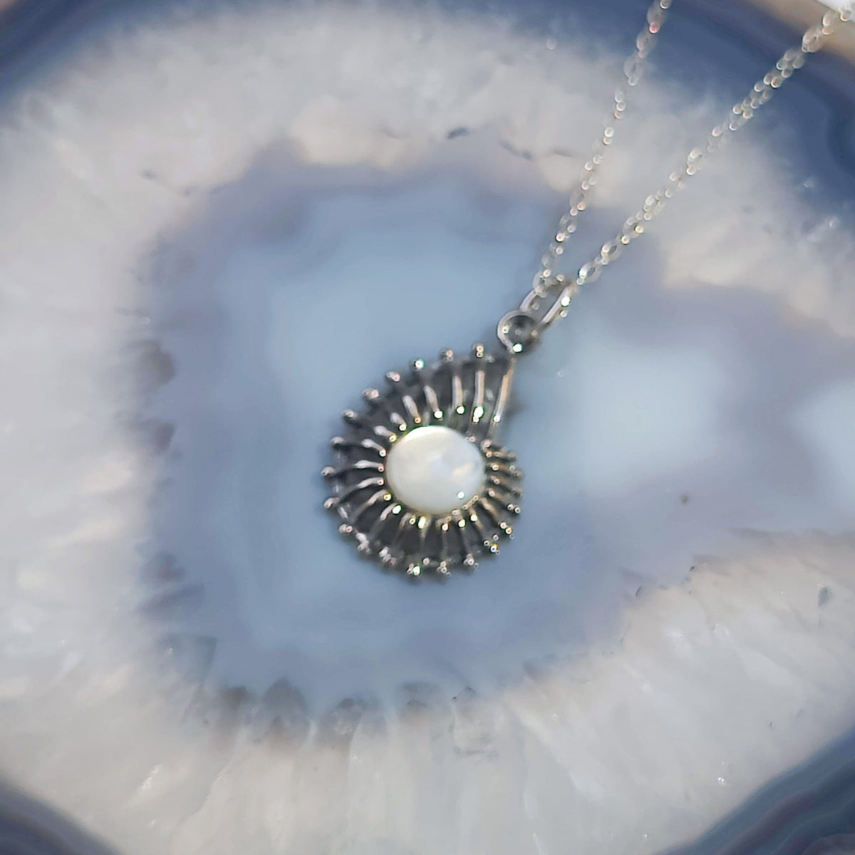 Hughes Shell Mother of Pearl Shell Pendant | June Birthday | Sterling Silver ...