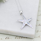Hepburn and Hughes Mother of Pearl Small Starfish Pendant | White Mosaic | Sterling Silver