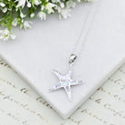 Hepburn and Hughes Mother of Pearl Small Starfish Pendant | White Mosaic | Sterling Silver