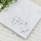 Hepburn and Hughes Mother of Pearl Starfish Drop Earrings | White Mosaic | Sterling Silver