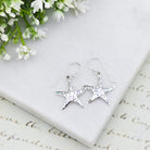 Hepburn and Hughes Mother of Pearl Starfish Drop Earrings | White Mosaic | Sterling Silver
