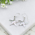 Hepburn and Hughes Mother of Pearl Starfish Drop Earrings | White Mosaic | Sterling Silver