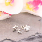Hepburn and Hughes Mother of Pearl Starfish Stud Earrings | White Mosaic | Sterling Silver