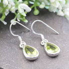 Hepburn and Hughes Peridot Drop Earrings | Pear | 16th Anniversary gift | Sterling Silver