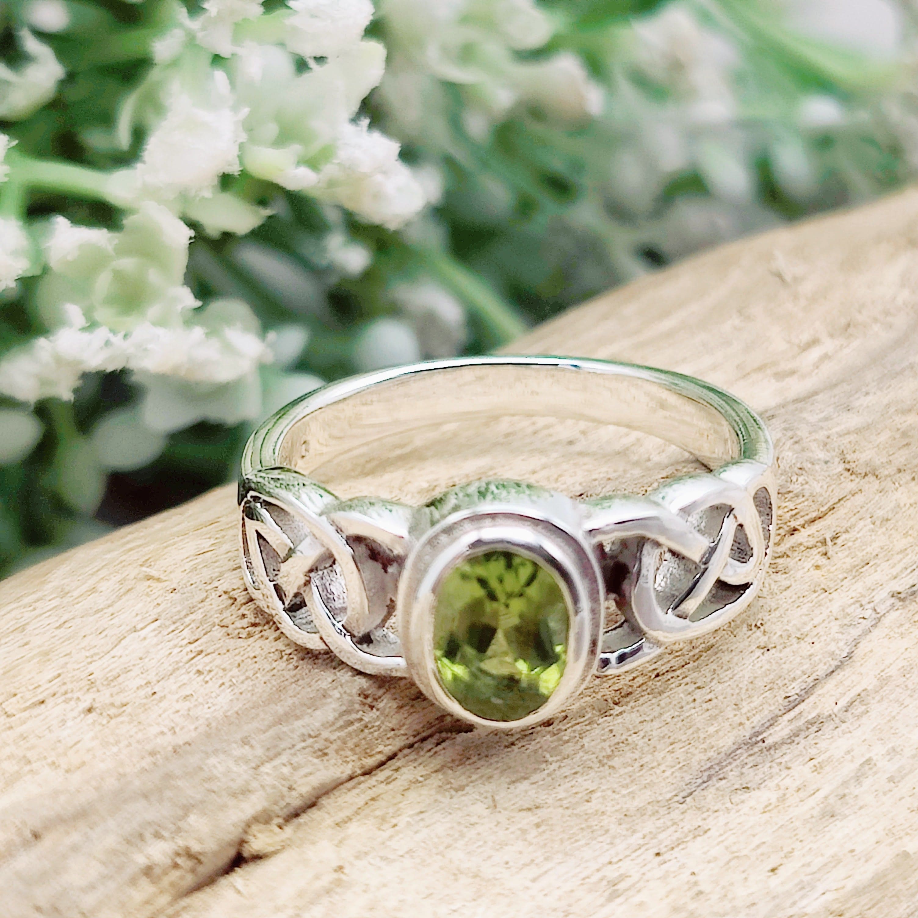 Peridot Gemstone Ring - 925 Sterling Silver and Gold Plated - George Art  Jewels