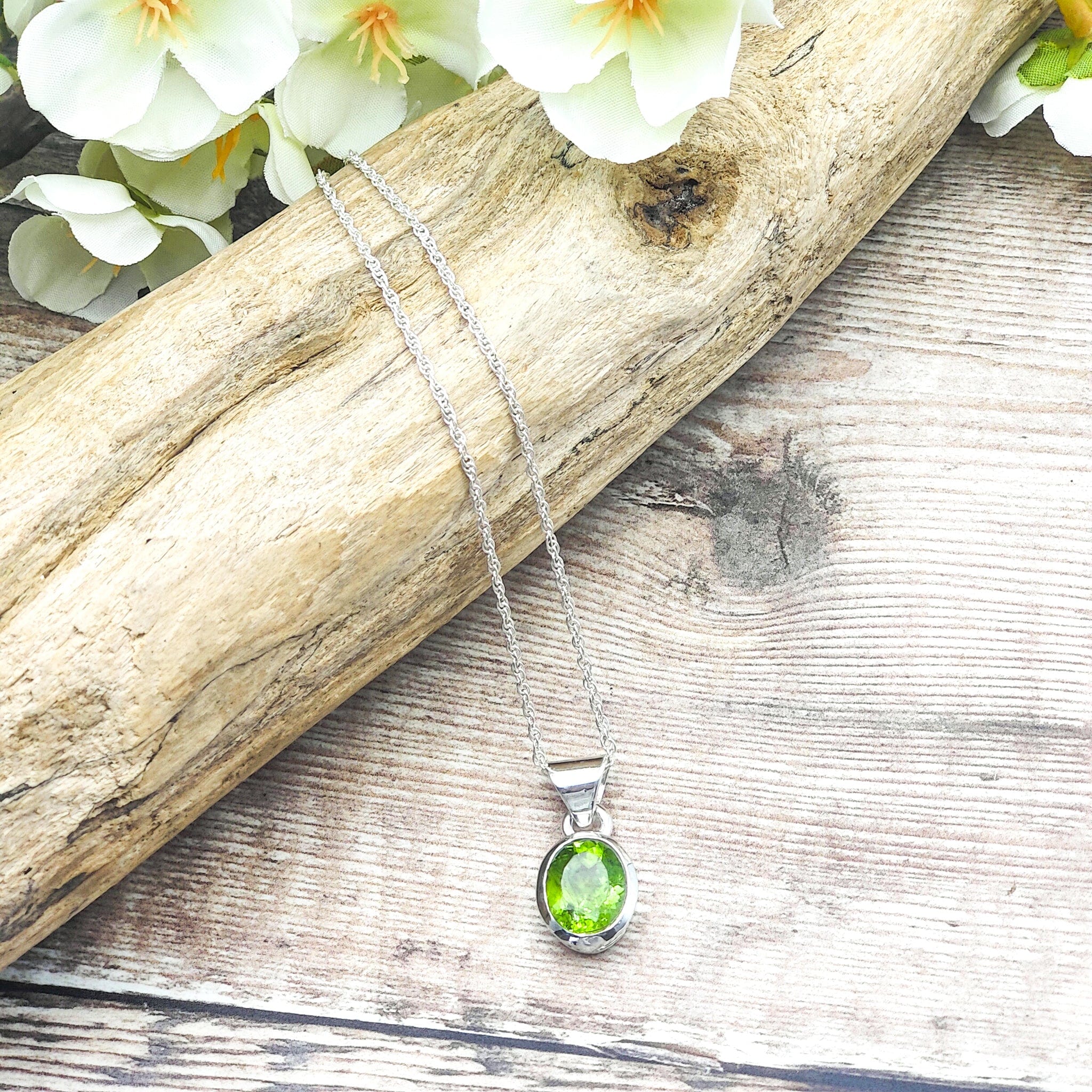 Hepburn and Hughes Peridot Pendant | 12mm Oval | August Birthstone | Sterling Silver