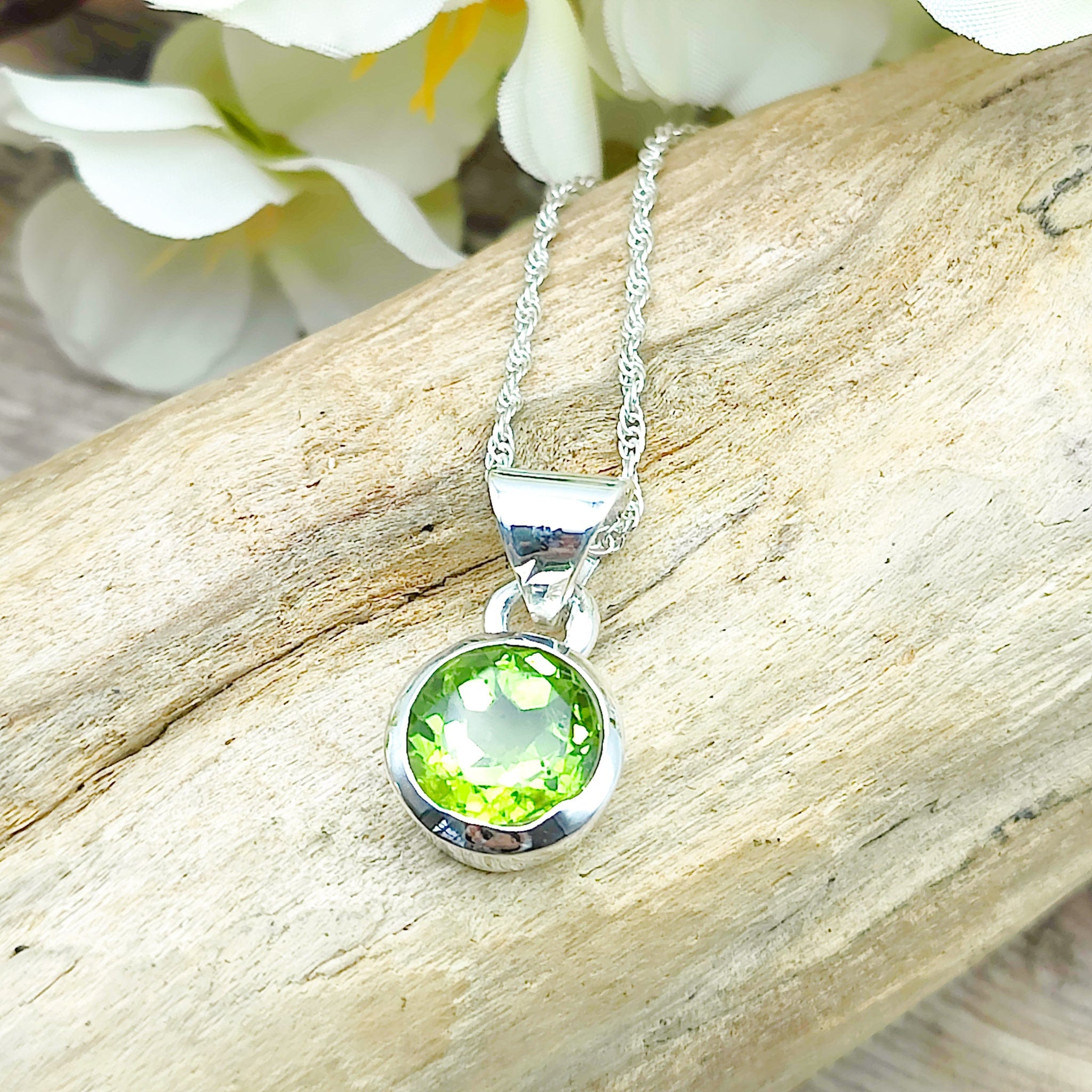 Hepburn and Hughes Peridot Pendant | 16th Wedding Anniversary | August Birthstone | Sterling Silver