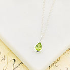 Hepburn & Hughes Ltd Peridot Pendant | 8mm Teardrop | August Birthstone | Sterling Silver