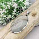 Hepburn and Hughes Polish Flint Pendant | Large Oval | Sterling Silver