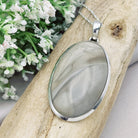 Hepburn and Hughes Polish Flint Pendant | Large Oval | Sterling Silver