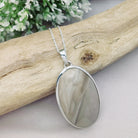 Hepburn and Hughes Polish Flint Pendant | Large Oval | Sterling Silver