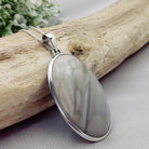 Hepburn and Hughes Polish Flint Pendant | Large Oval | Sterling Silver