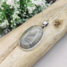 Hepburn and Hughes Polish Flint Pendant | Neutral Tones | Gemstone Gift | Sterling Silver