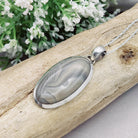 Hepburn and Hughes Polish Flint Pendant | Neutral Tones | Gemstone Gift | Sterling Silver