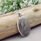 Hepburn and Hughes Polish Flint Pendant | Neutral Tones | Gemstone Gift | Sterling Silver