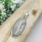 Hepburn and Hughes Polish Flint Pendant | Neutral Tones | Gemstone Gift | Sterling Silver