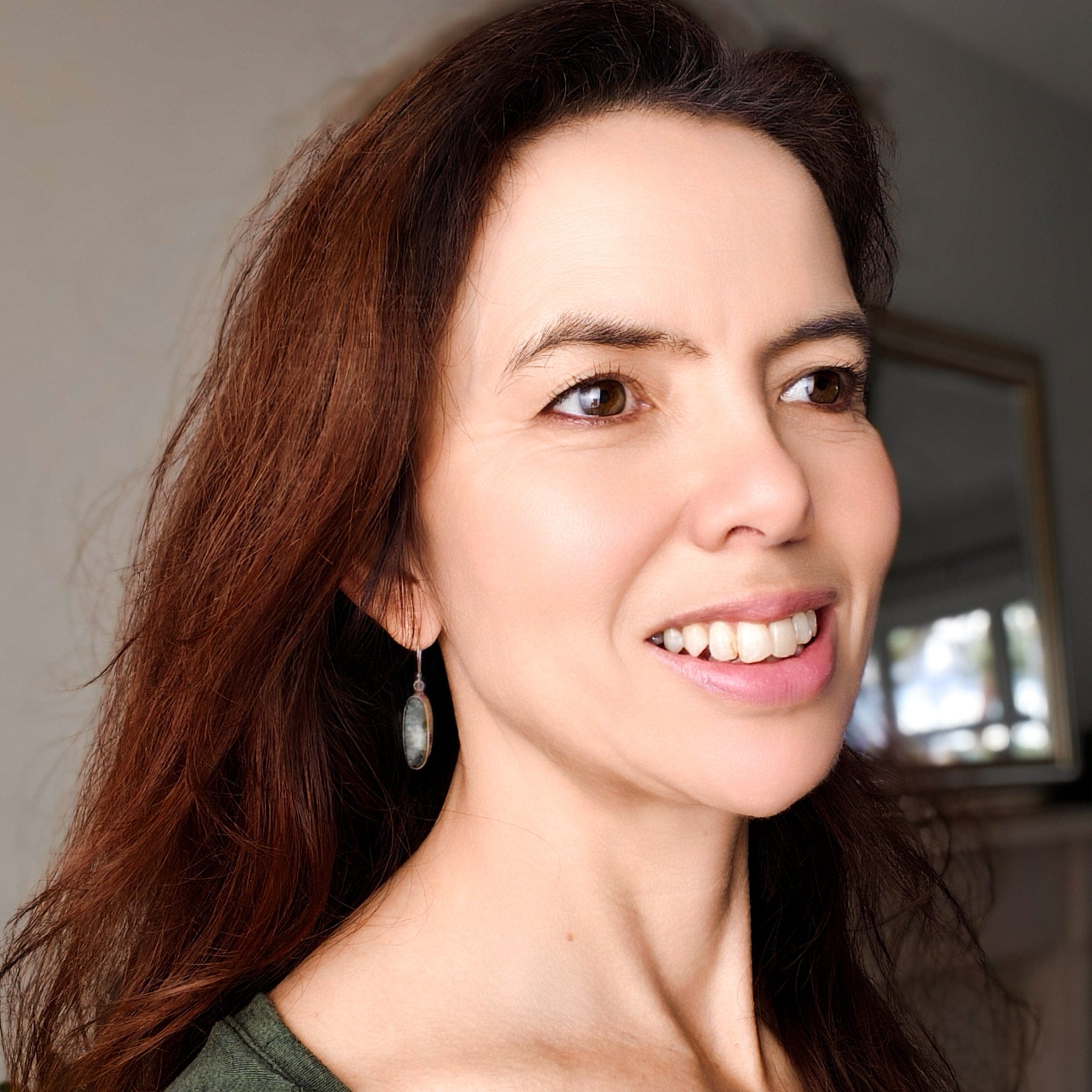 Hepburn and Hughes Preseli Bluestone 25mm Earrings | Stonehenge and Welsh Gift | Sterling Silver