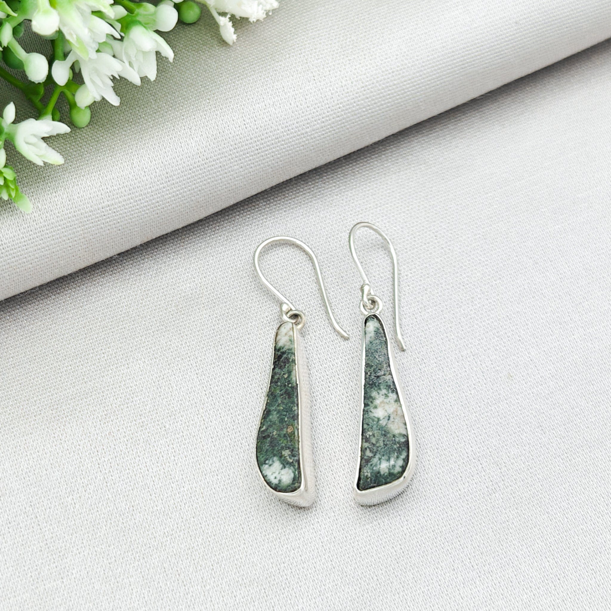 Hepburn and Hughes Preseli Bluestone 25mm Earrings | Stonehenge and Welsh Gift | Sterling Silver