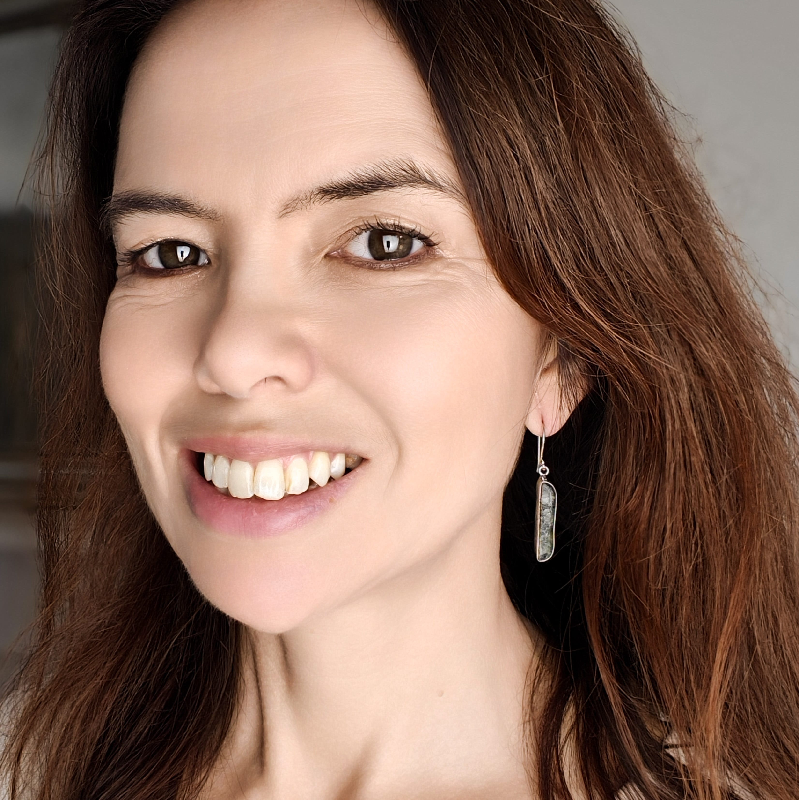 Hepburn and Hughes Preseli Bluestone 25mm Earrings | Stonehenge and Welsh Gift | Sterling Silver