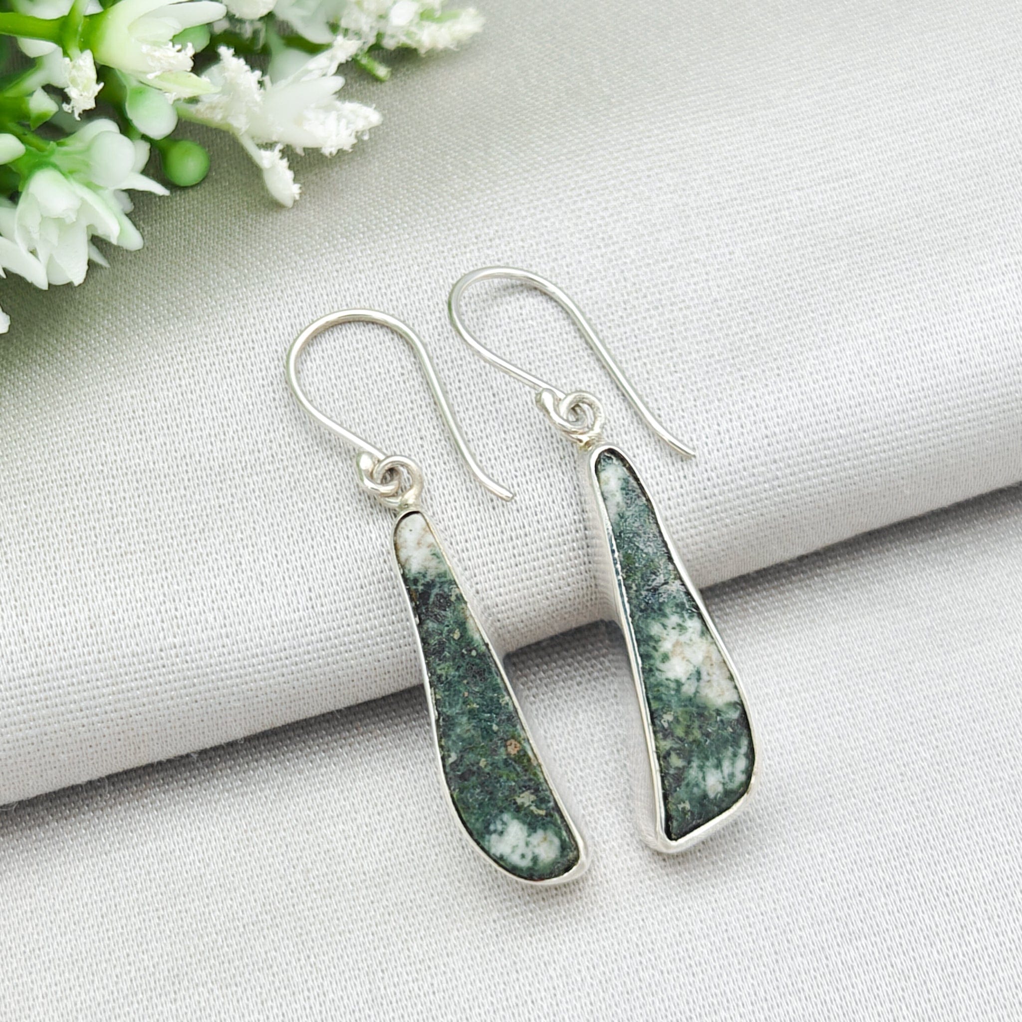 Hepburn and Hughes Preseli Bluestone 25mm Earrings | Stonehenge and Welsh Gift | Sterling Silver