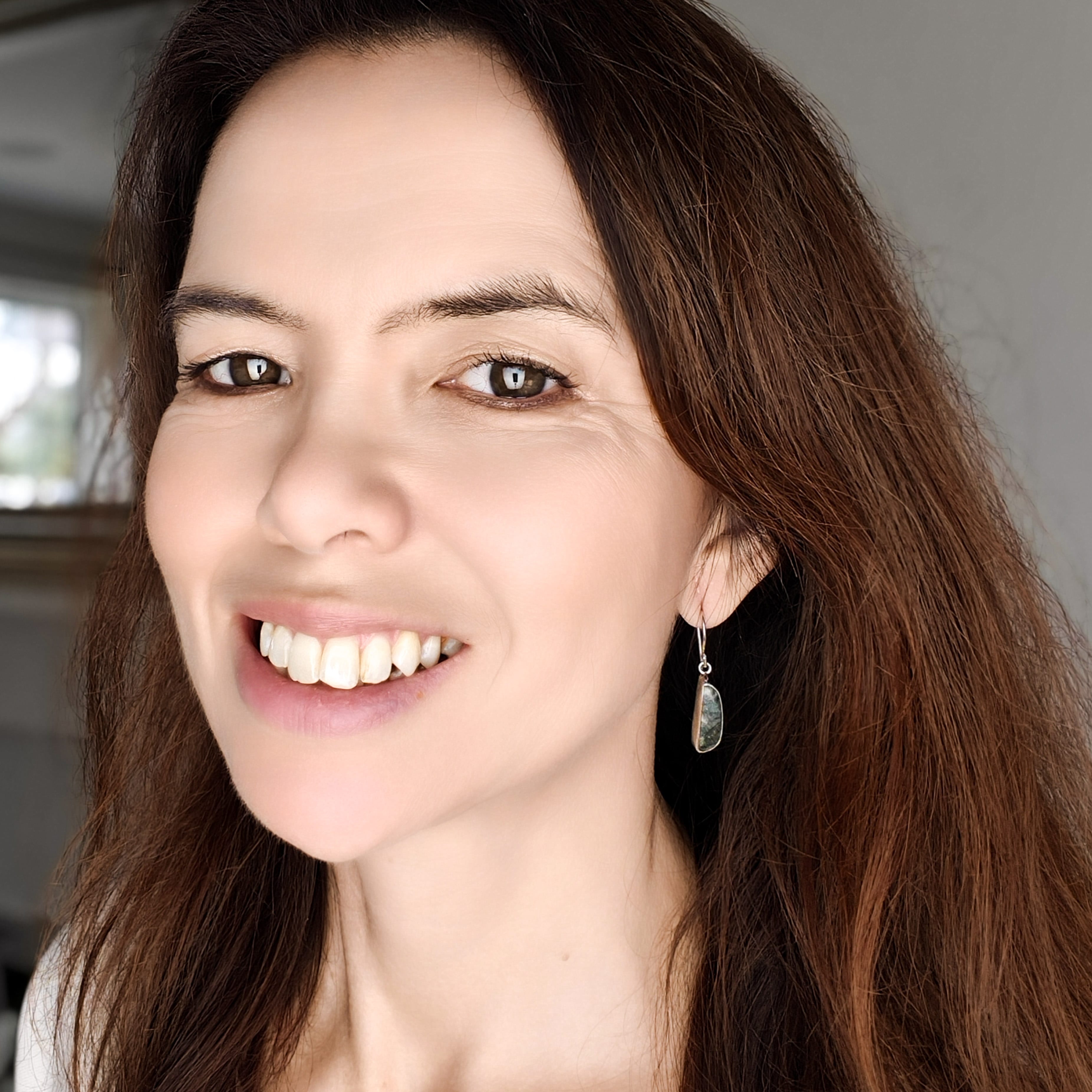 Hepburn and Hughes Preseli Bluestone Earrings in Sterling Silver | Stonehenge and Summer Solstice Gift