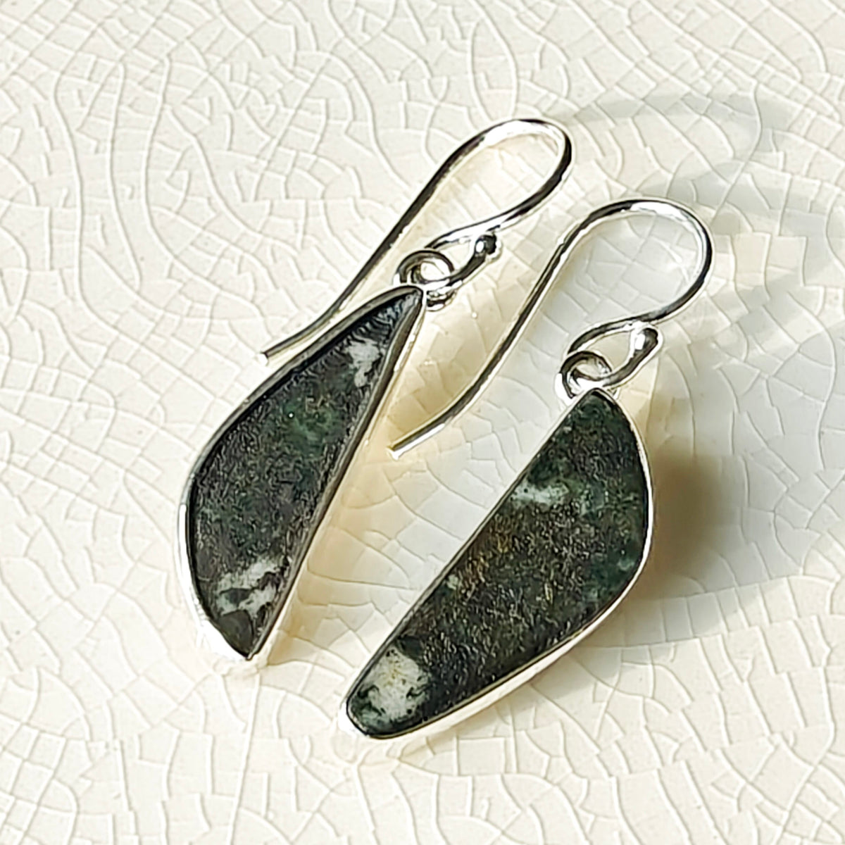 Hepburn and Hughes Preseli Bluestone Earrings in Sterling Silver | Stonehenge and Summer Solstice Gift