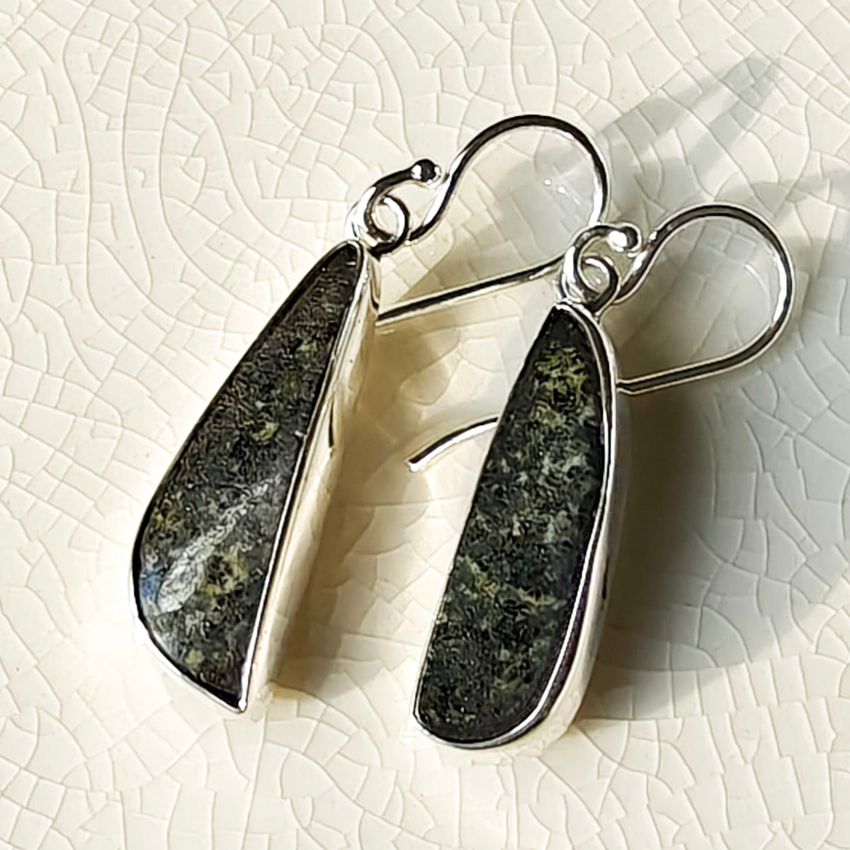 Hepburn and Hughes Preseli Bluestone Earrings in Sterling Silver | Stonehenge and Summer Solstice Gift
