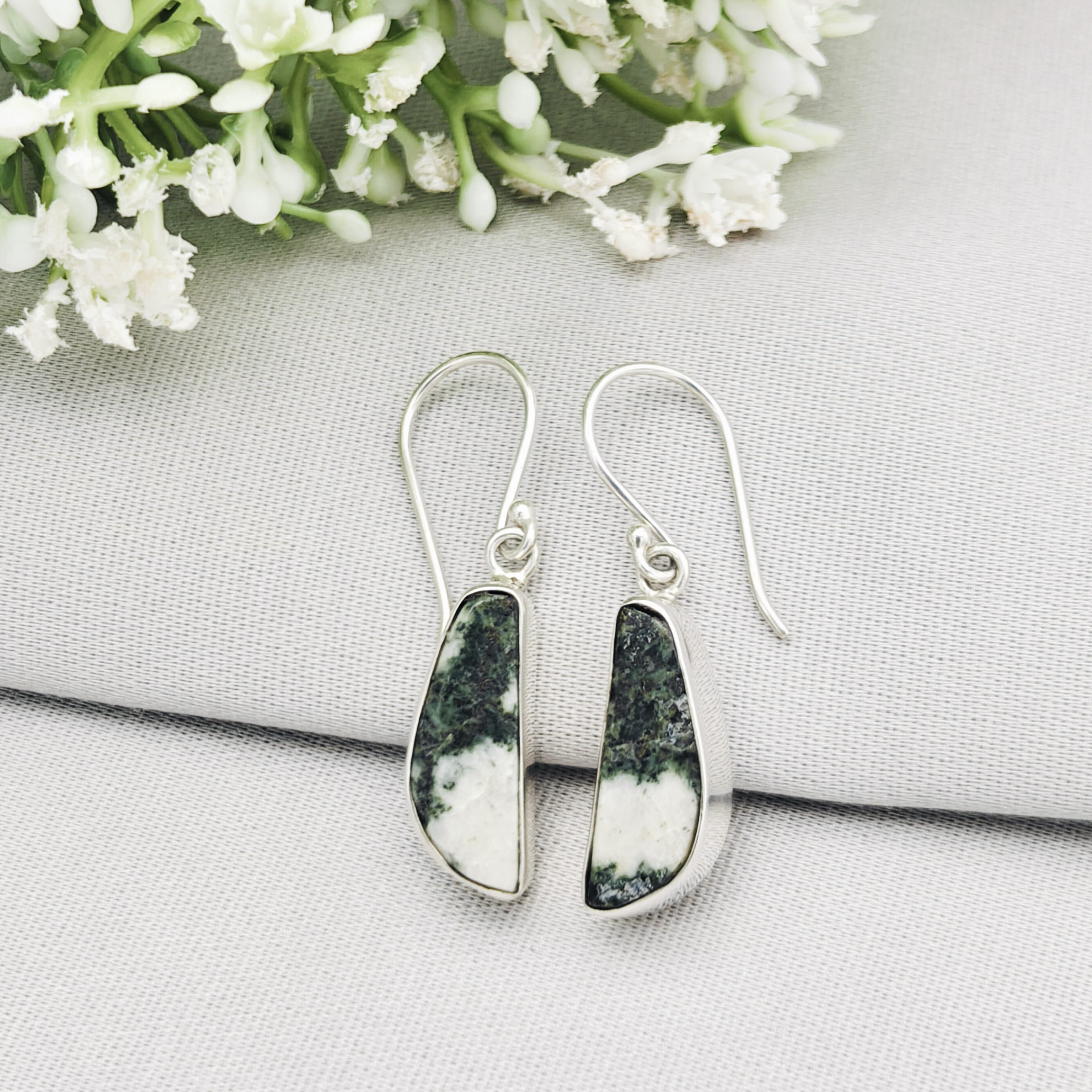 Hepburn and Hughes Preseli Bluestone Earrings in Sterling Silver | Stonehenge and Summer Solstice Gift