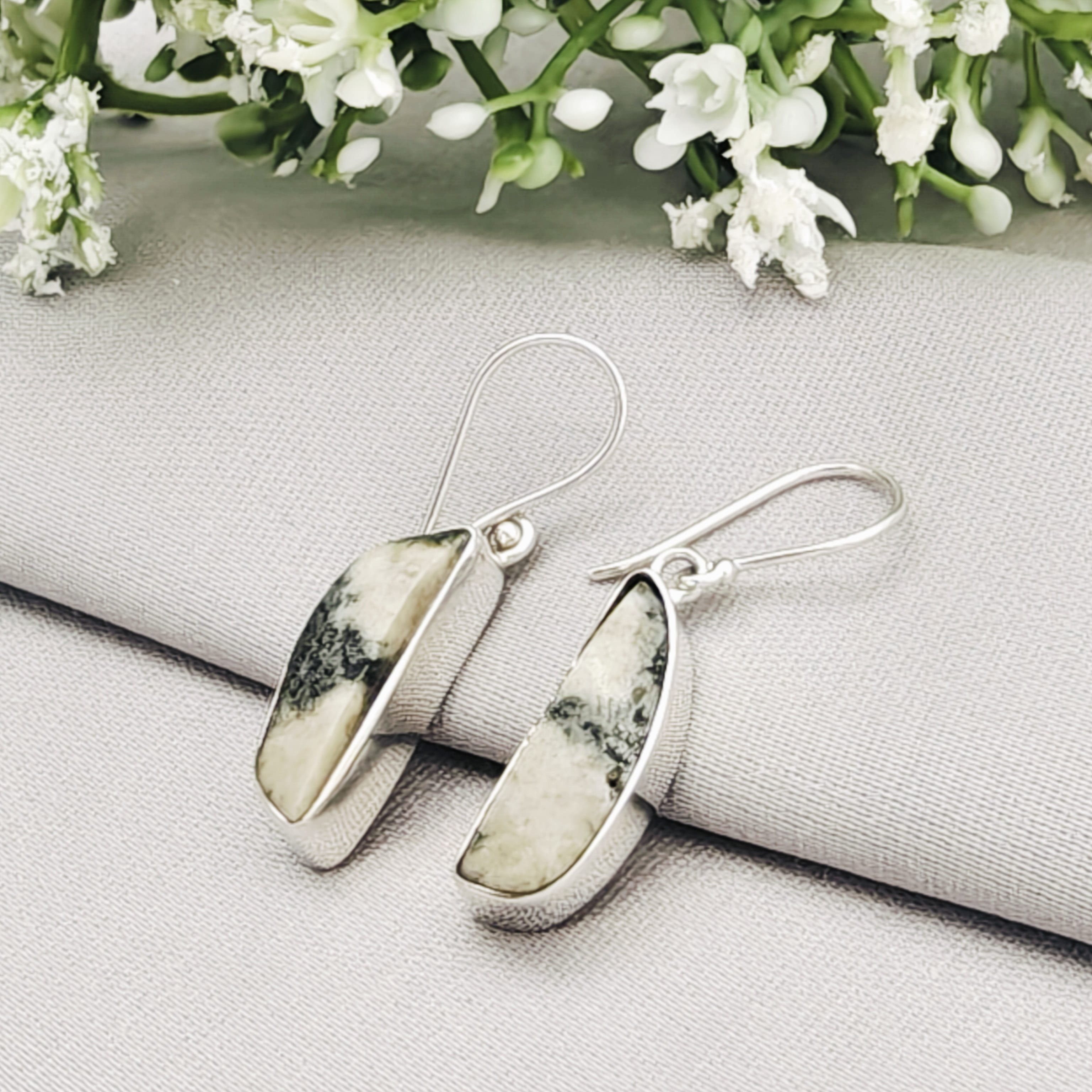 Hepburn and Hughes Preseli Bluestone Earrings in Sterling Silver | Stonehenge and Summer Solstice Gift