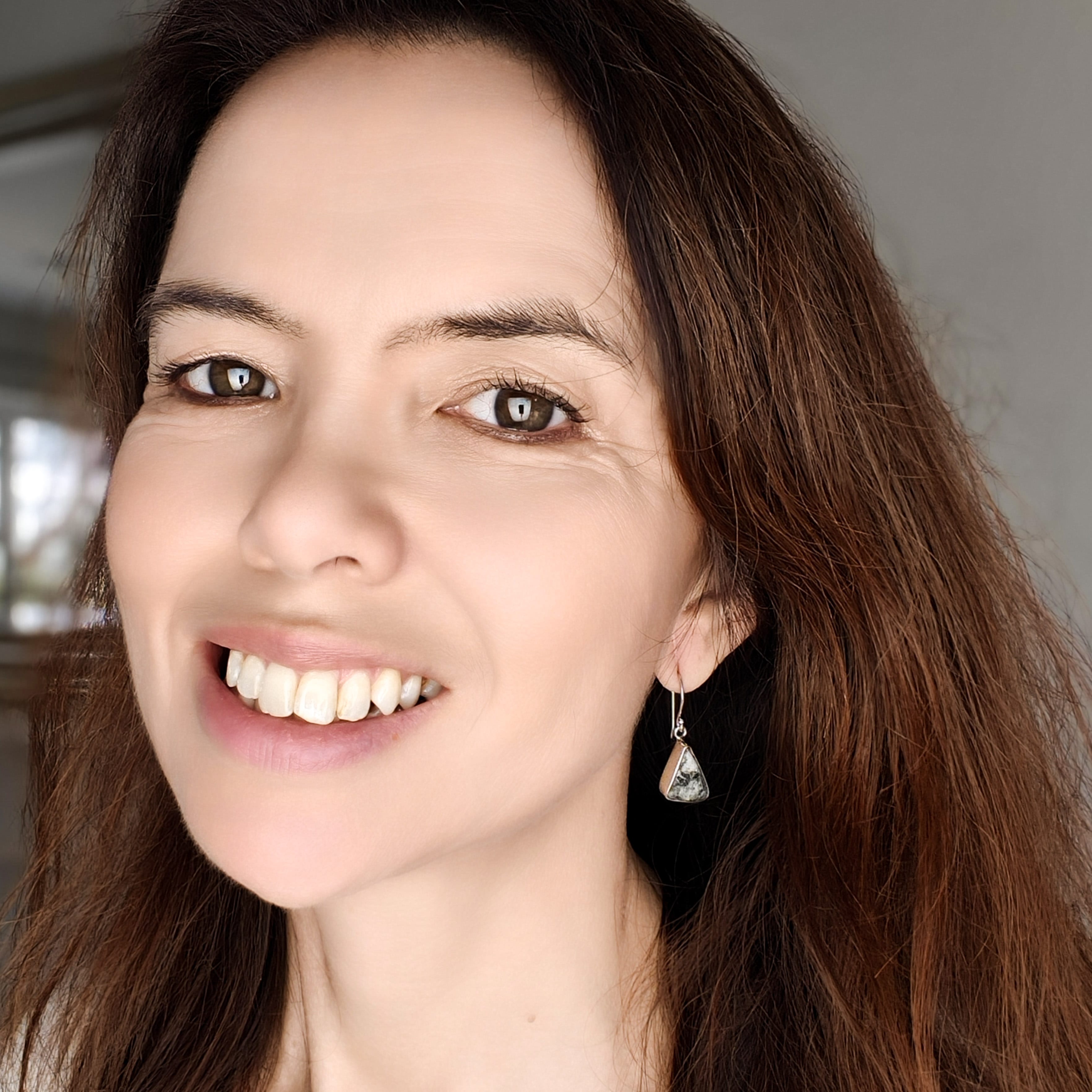 Hepburn and Hughes Preseli Bluestone Earrings | Stonehenge Stone with Ear Wire | Welsh Gift | Sterling Silver