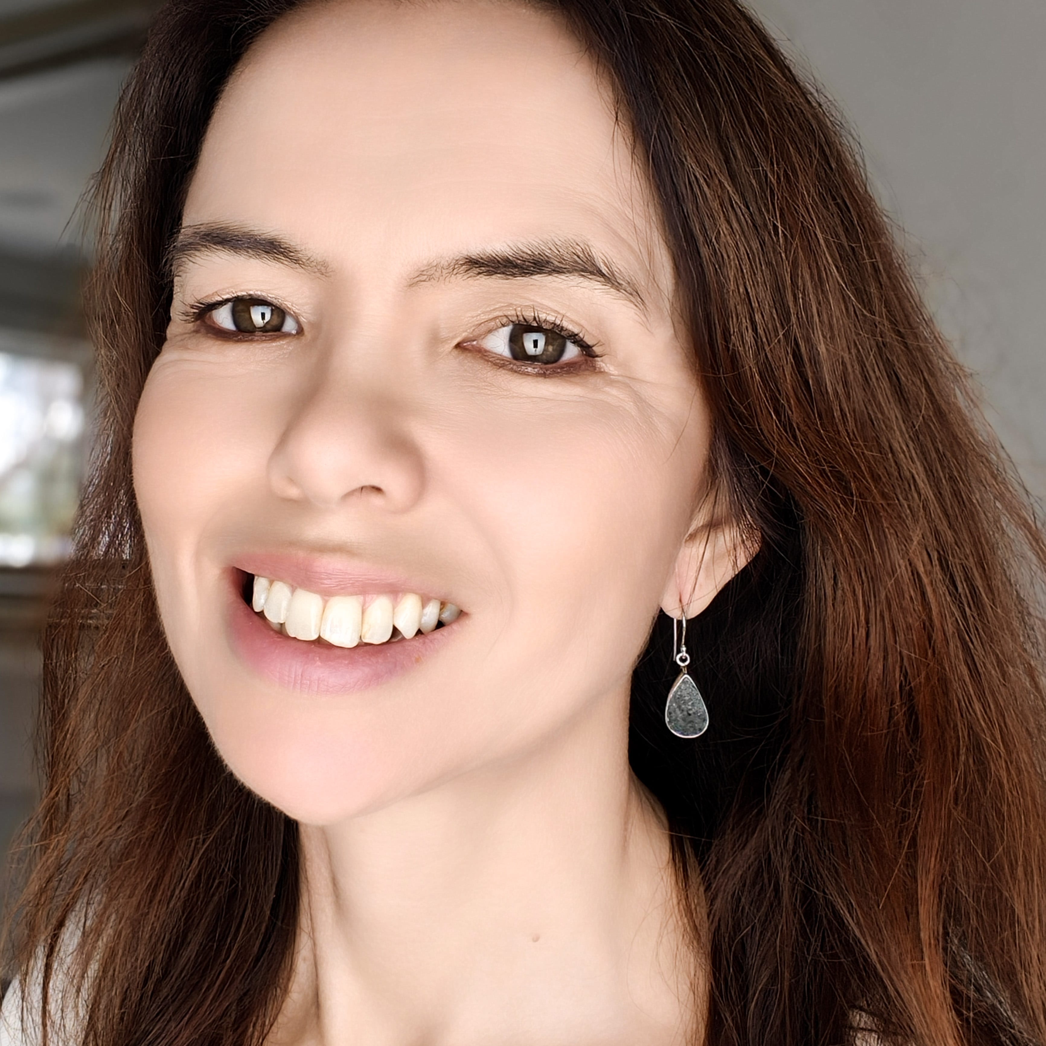 Hepburn and Hughes Preseli Bluestone Earrings | Stonehenge Stone with Ear Wire | Welsh Gift | Sterling Silver