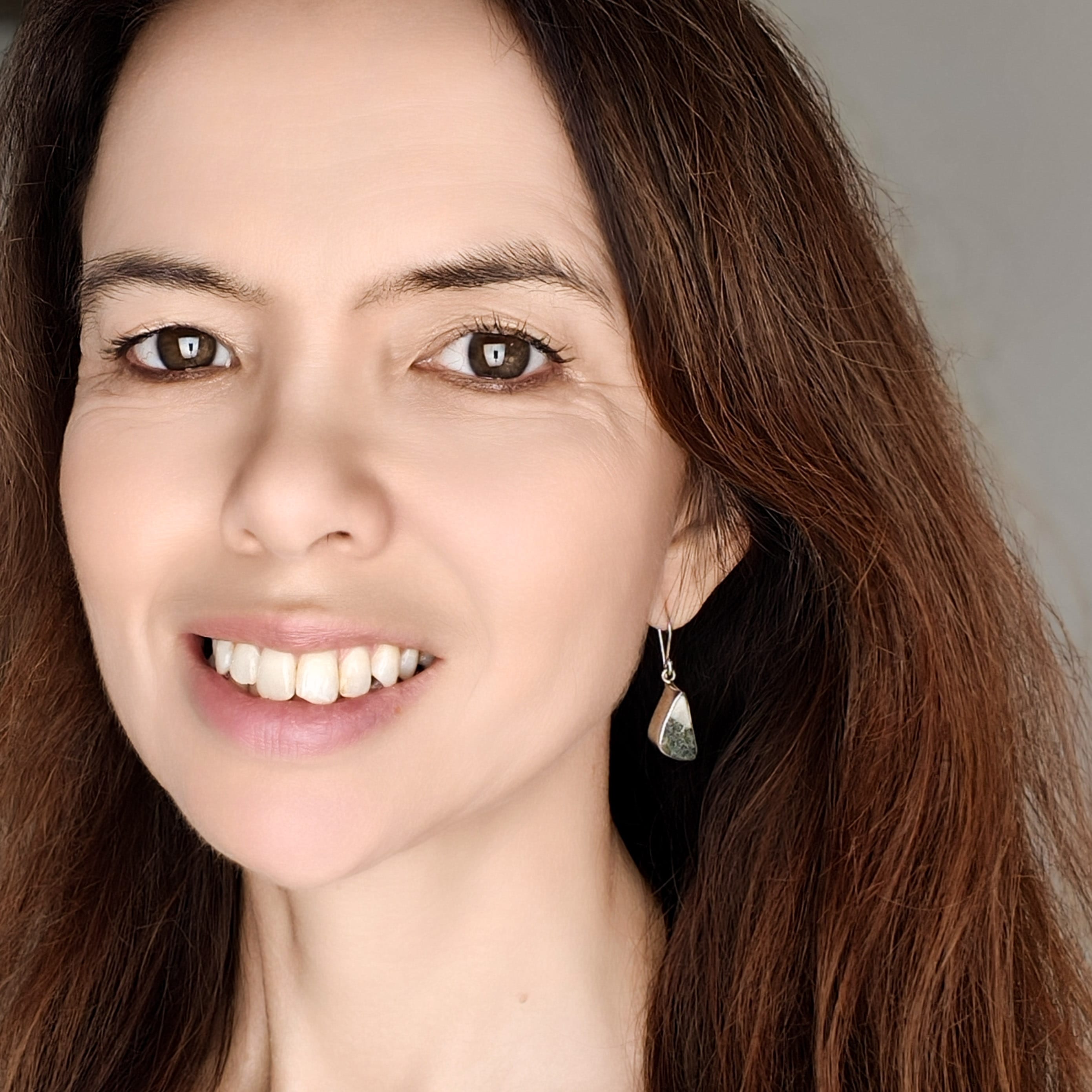 Hepburn and Hughes Preseli Bluestone Earrings | Stonehenge Stone with Ear Wire | Welsh Gift | Sterling Silver