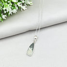 Hepburn and Hughes Preseli Bluestone Necklace | 22mm Slim Triangle | Stonehenge Gift | Sterling Silver