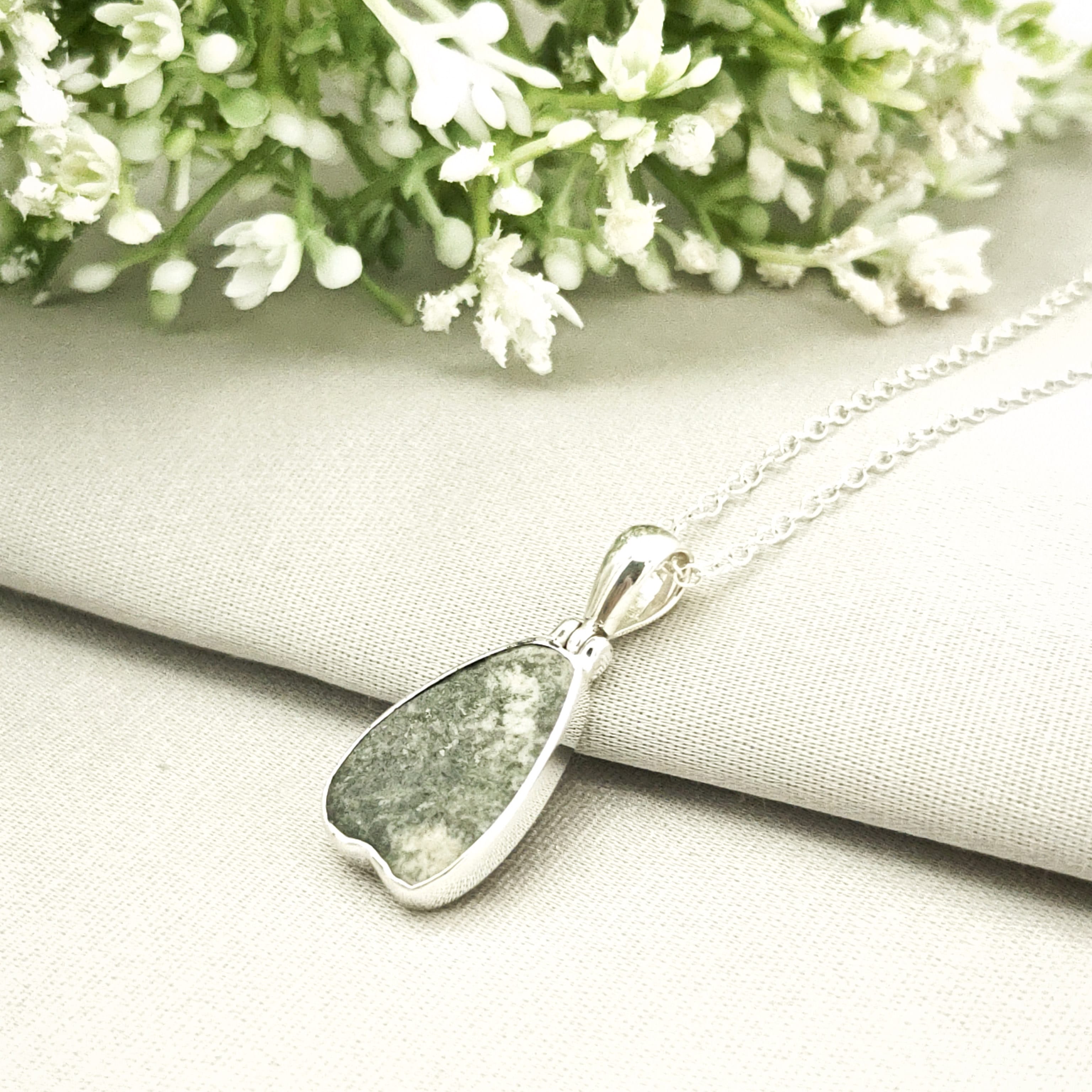 Hepburn and Hughes Preseli Bluestone Necklace | 25mm Abstract | Summer Solstice Gift | Sterling Silver