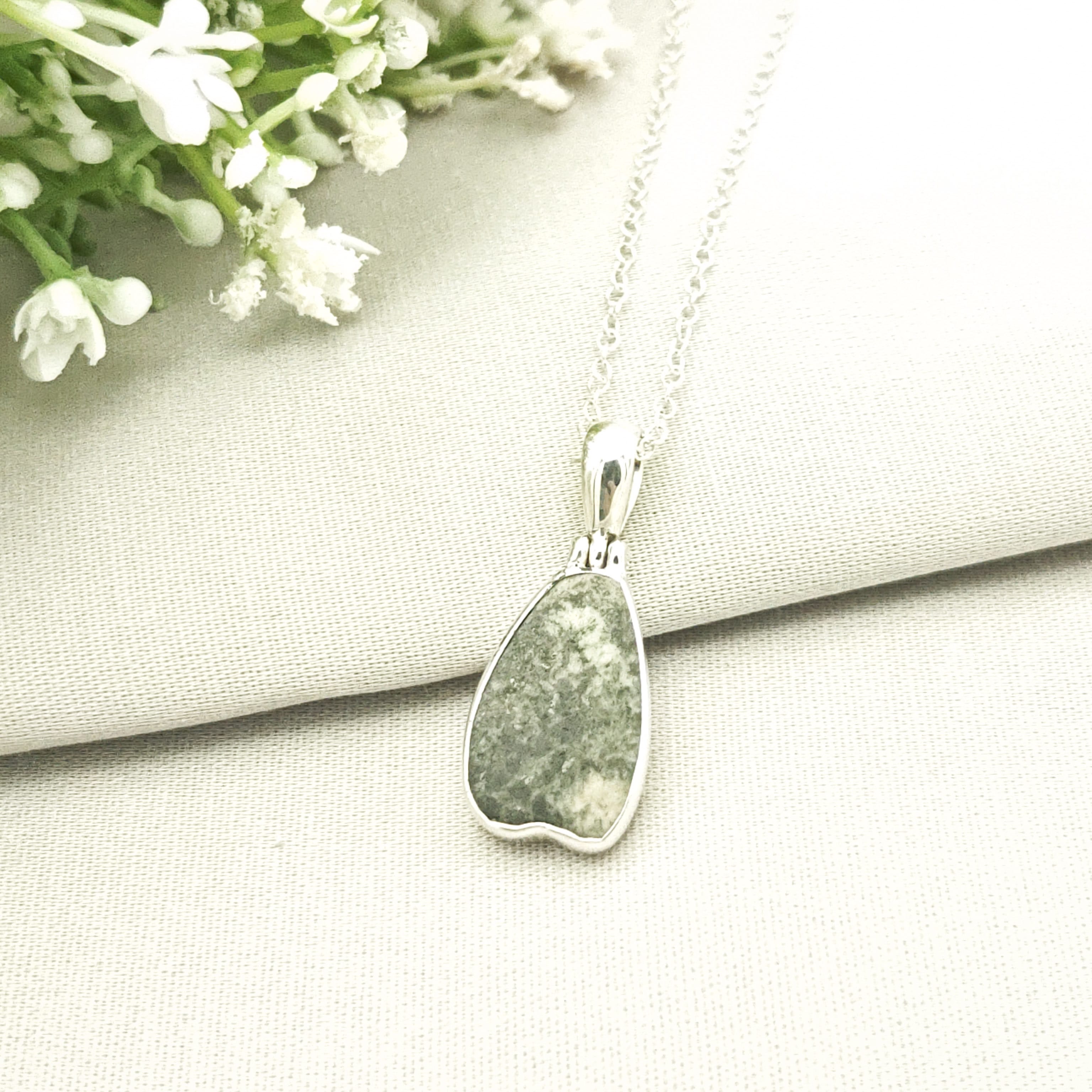 Hepburn and Hughes Preseli Bluestone Necklace | 25mm Abstract | Summer Solstice Gift | Sterling Silver