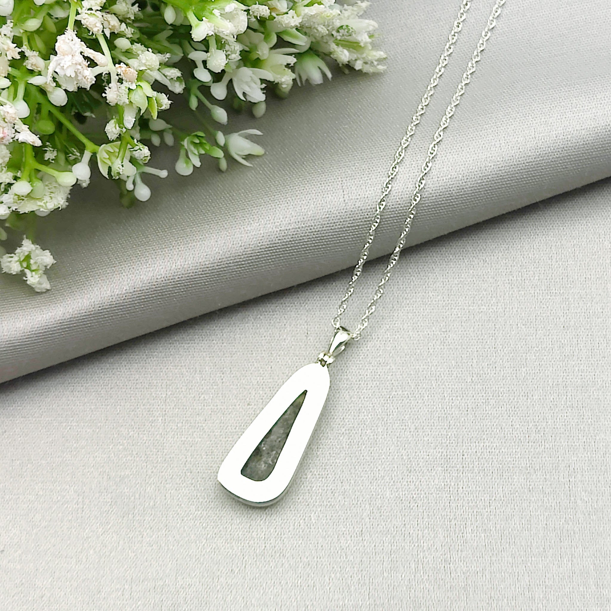 Hepburn and Hughes Preseli Bluestone Necklace | 25mm Slim Triangle | Stonehenge Gift | Sterling Silver