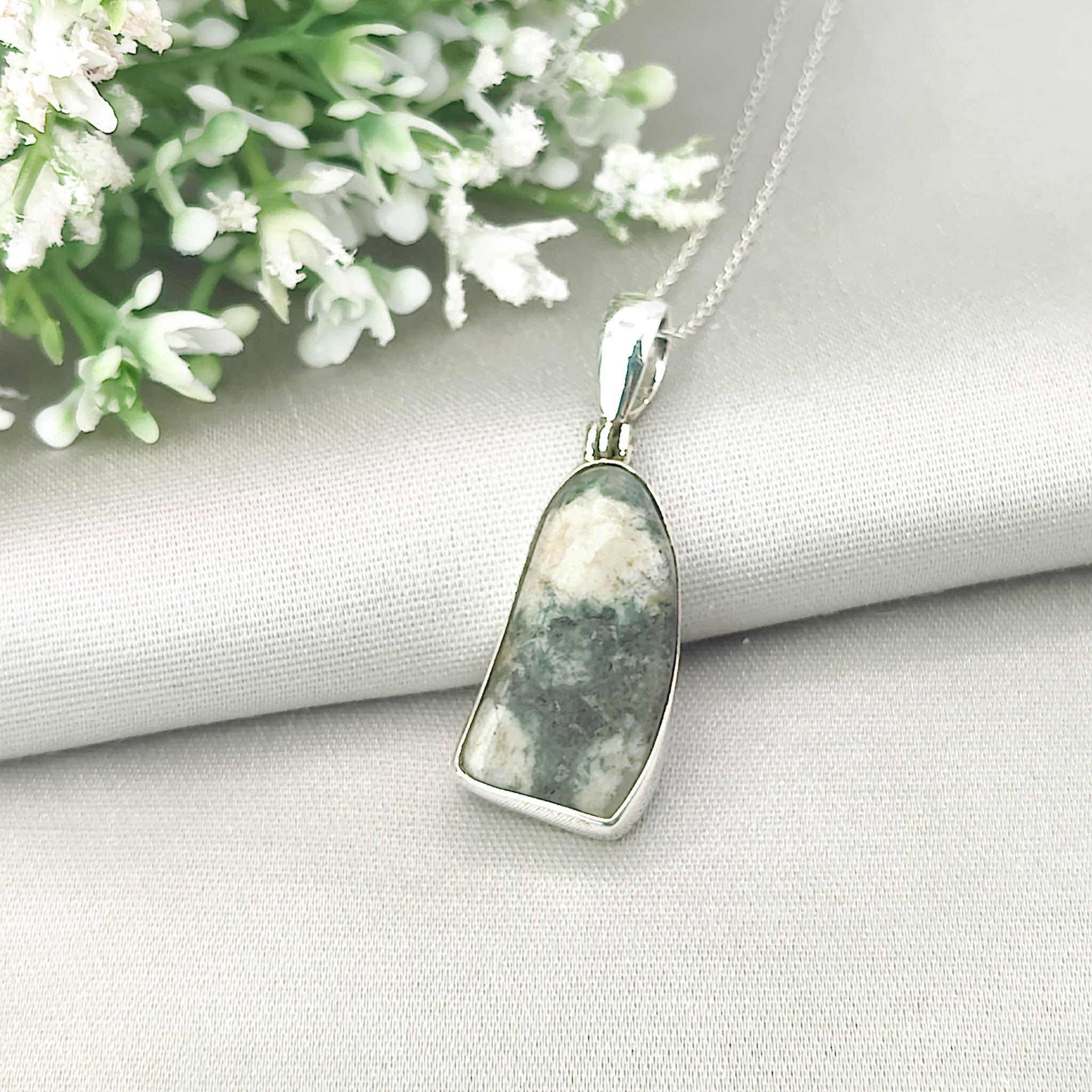 Hepburn and Hughes Preseli Bluestone Necklace | "Stonehenge" Gift | 25mm Abstract | Sterling Silver