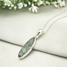 Hepburn and Hughes Preseli Bluestone Necklace | "Stonehenge" Gift | 25mm Oblong | Sterling Silver