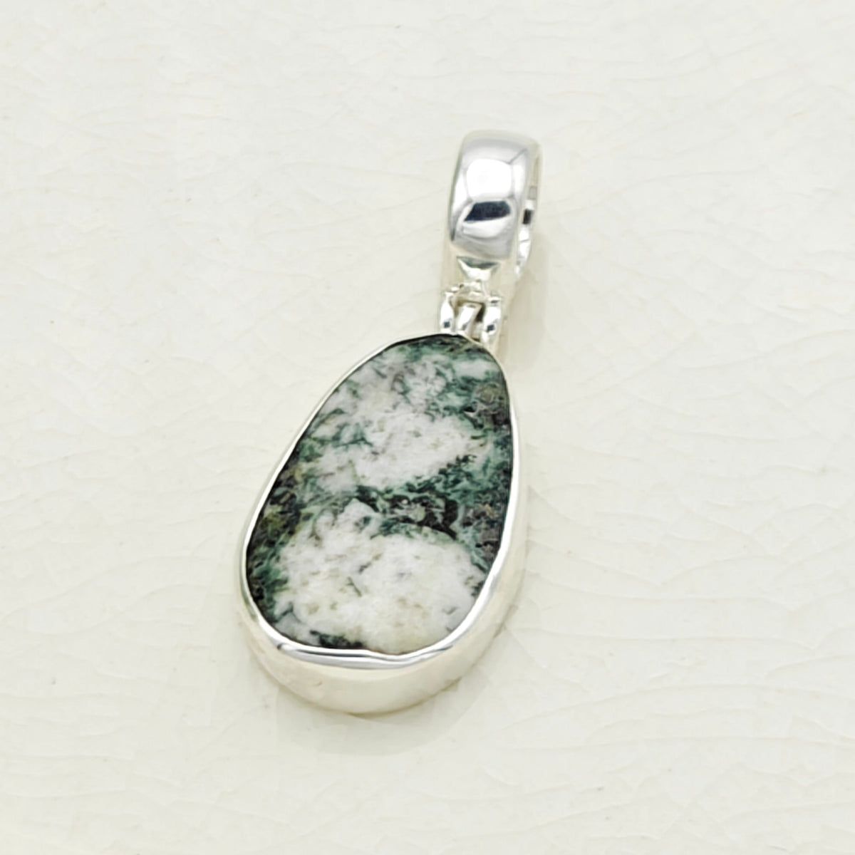 Hepburn and Hughes Preseli Bluestone Necklace | "Stonehenge" Gift | 25mm Oblong | Sterling Silver