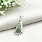 Hepburn and Hughes Preseli Bluestone Necklace | "Stonehenge" Spiritual Gift | Curved Triangle | Sterling Silver